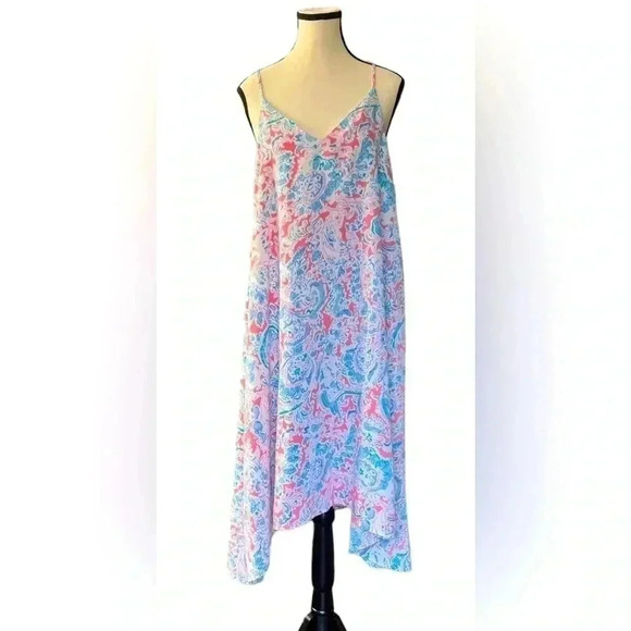 Antibes Blanc sundress v-neckline sleeveless asymmetrical hemline Sz Medium - Picture 1 of 10